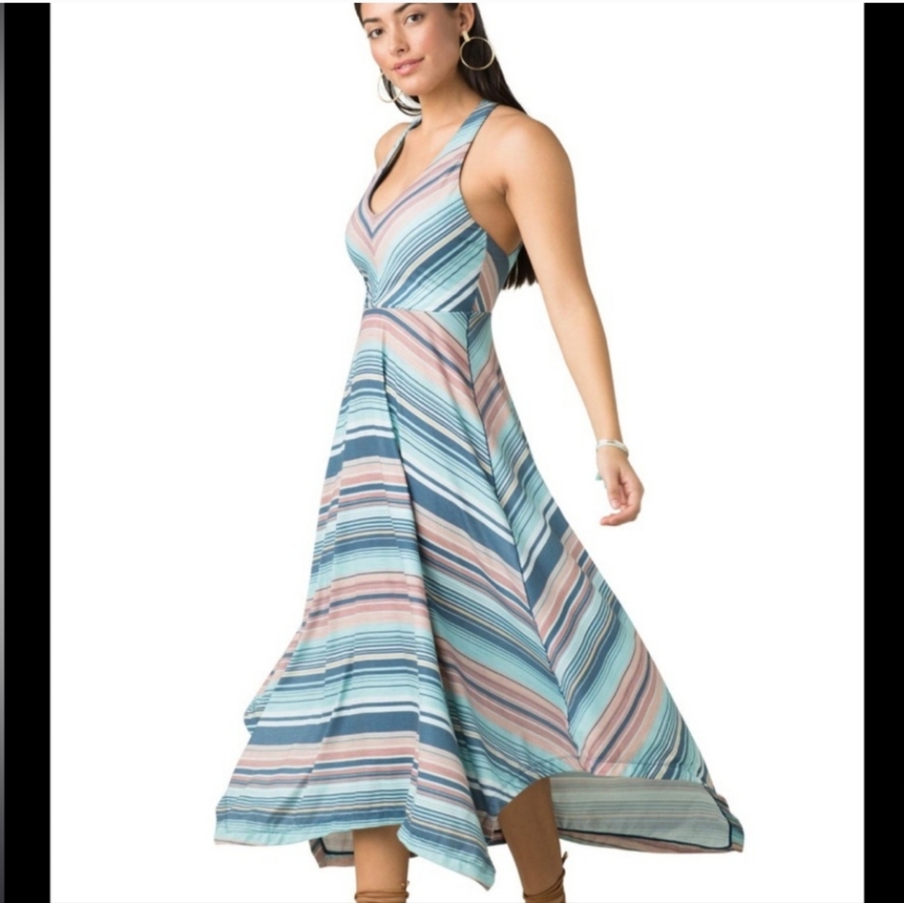 Prana Josephina Dress XS Blue Peach Pink